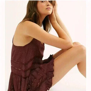 🆕Free People Voile and Lace Trapeze Slip Dress Tank NWT 88$ Size XS